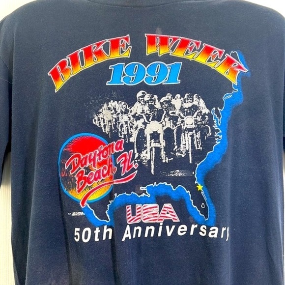 Division 1 - Vintage Bile Week 50th Anniversary Daytona Beach Fl T Shirt Large - Picture 3 of 12